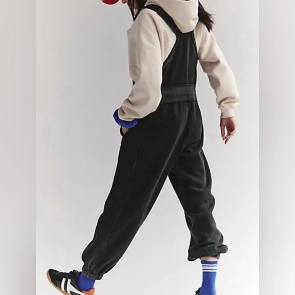 NWT Free People Movement M Making It Overalls in Heather Gray Combo New $168 - Picture 6 of 10